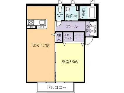 メゾン コリーヌ(1LDK/2階)の間取り写真