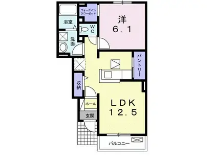 メゾンアンソレイエ(1LDK/1階)の間取り写真