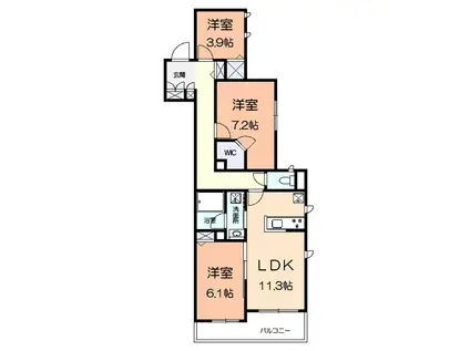 エバーグリーンガーデン(3LDK/2階)の間取り写真