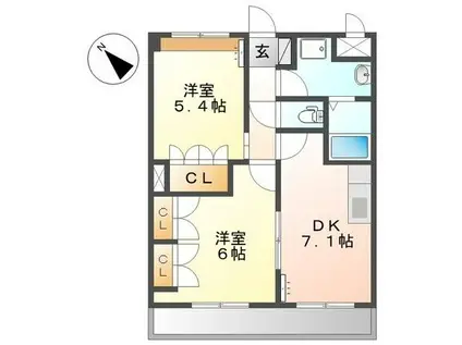 ガーデンパレスNAKAYAMA弐番館(2DK/2階)の間取り写真