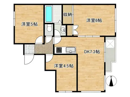 フレドゥリッチエイジェンス(3DK/5階)の間取り写真