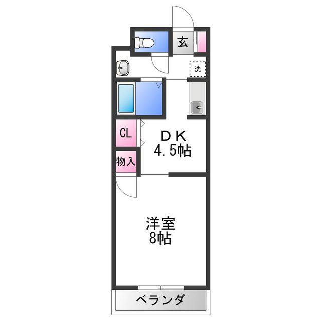 グランフルーリ(1DK/3階)の間取り写真