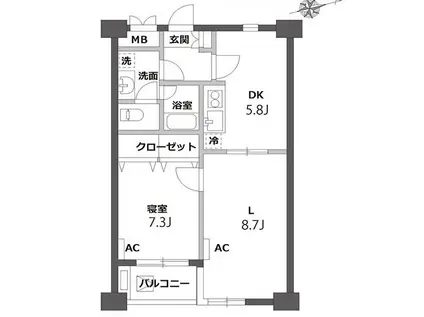 プラザ南大井(2DK/1階)の間取り写真