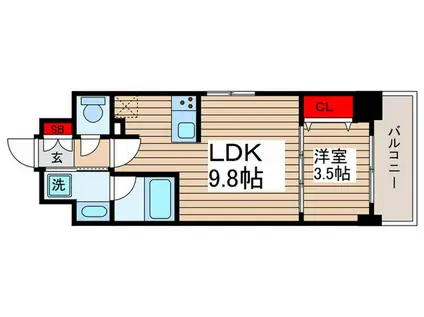 LUXENEPAWS南行徳(1LDK/8階)の間取り写真