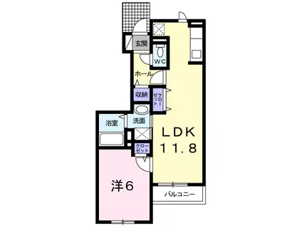 イーストバレー(1LDK/1階)の間取り写真