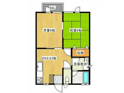 エコレジデンス(2DK/1階)の間取り写真