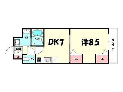 KAISEI新神戸(1DK/7階)の間取り写真