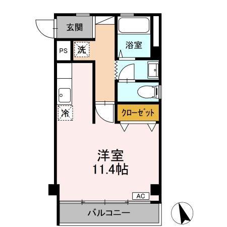 ざおうマンション(ワンルーム/2階)の間取り写真