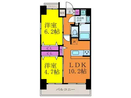 グラン・クローバー江坂垂水(2LDK/13階)の間取り写真