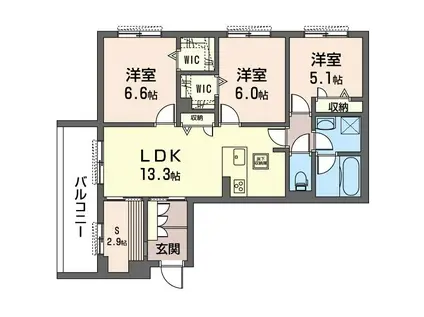 K.レジデンスYAHARA(3SLDK/1階)の間取り写真