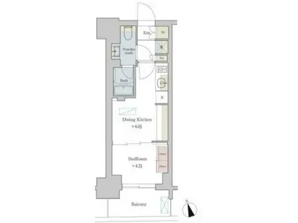 BRILLIA IST 町屋 BRILLIA IST 町屋(1DK/8階)の間取り写真