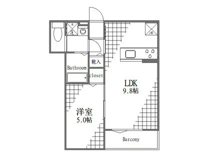 セレスティア大島(1LDK/2階)の間取り写真