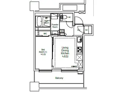 白金ザ・スカイ イースト(1DK/12階)の間取り写真