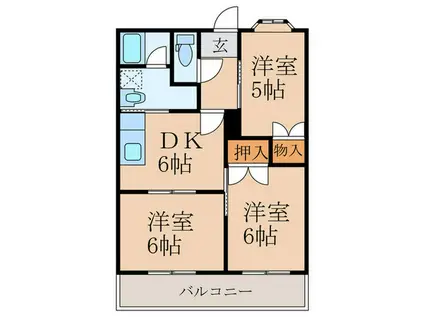 ウエストガーデン(3DK/2階)の間取り写真