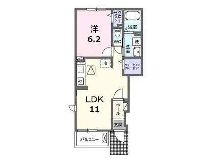 コンフォート(1LDK/1階)の間取り写真