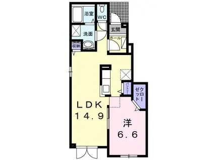 カルム 108B(1LDK/1階)の間取り写真