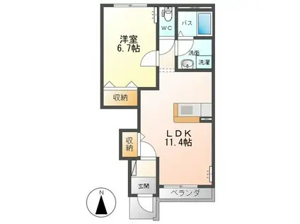 ハレクラニIII(1LDK/1階)の間取り写真