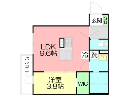 FLEURS DE CERISIER(1LDK/3階)の間取り写真