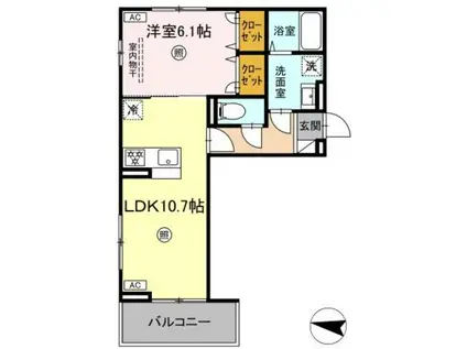 サニーサイド幸町2(1LDK/3階)の間取り写真