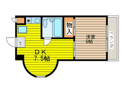 鴫野旭ハウス(1DK/3階)の間取り写真