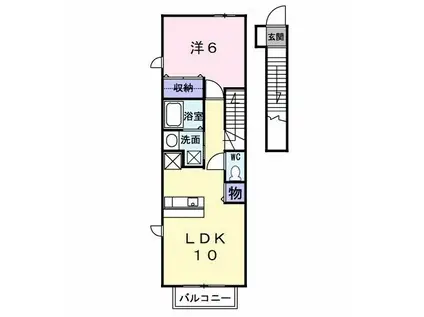 ロング ヒルズ(1LDK/2階)の間取り写真