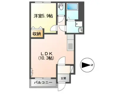 BJスタシィオン(1LDK/1階)の間取り写真