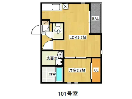 GRANDTIC 別府(1LDK/1階)の間取り写真