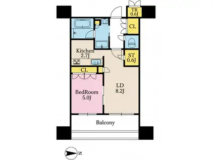 パークタワーグランスカイ(1LDK/17階)の間取り写真