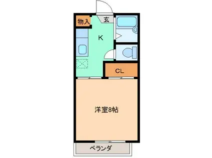 サンハイツK(1K/1階)の間取り写真