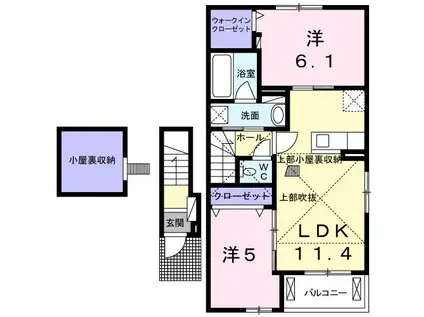 カムリII(2LDK/2階)の間取り写真