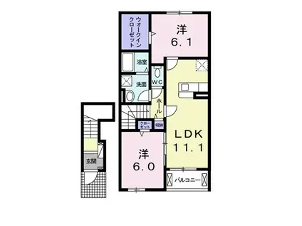 ジラソーレ御幸A(2LDK/2階)の間取り写真