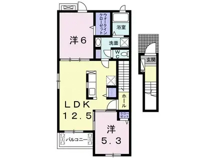 コンフォール A(2LDK/2階)の間取り写真
