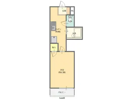 ヘラコーポI(1K/2階)の間取り写真