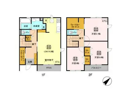 オーシャンズ C(3LDK/1階)の間取り写真
