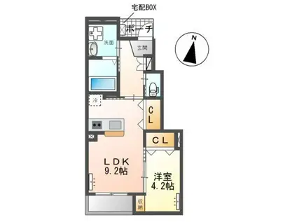 エルフォルク(1LDK/1階)の間取り写真