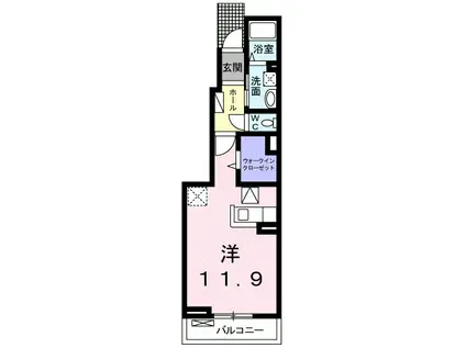 アンバー(ワンルーム/1階)の間取り写真