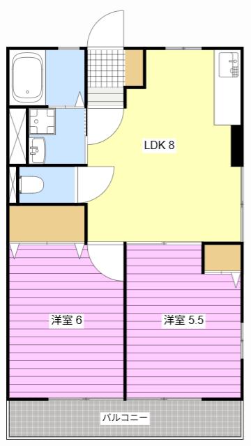 グリーンリーフI(2LDK/2階)の間取り写真