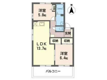 サン シールクロ(2LDK/2階)の間取り写真