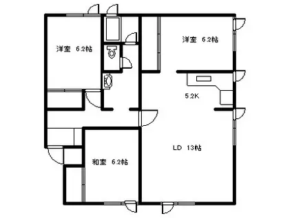 ガーベラ交差点南(3LDK/2階)の間取り写真