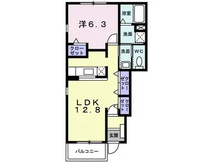 エレガントB(1LDK/1階)の間取り写真