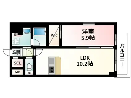 グランカーサ新大阪サウス(1LDK/6階)の間取り写真