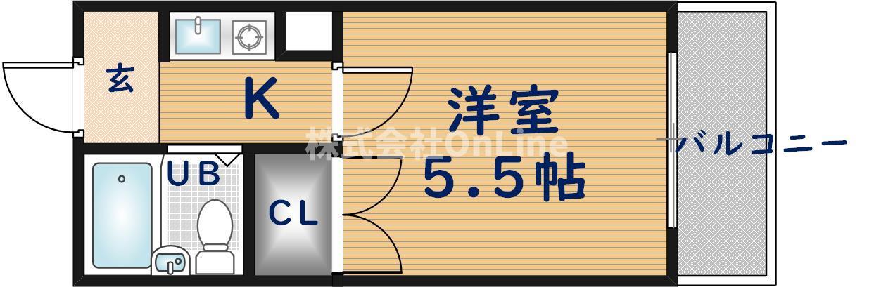 ラフィーネ小若江(1K/3階)の間取り写真