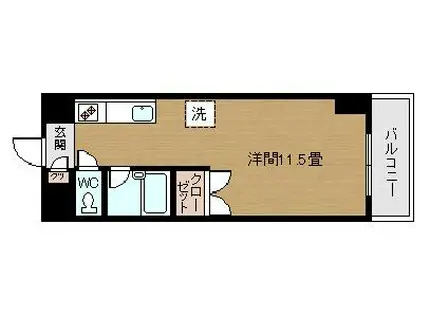 パセオ城山(ワンルーム/2階)の間取り写真