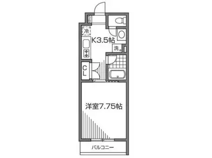 ラコリッタカラスヤマ(1K/3階)の間取り写真