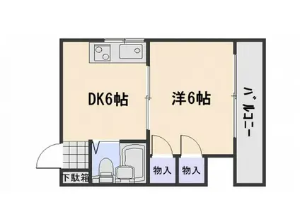 河本ビル(1DK/4階)の間取り写真