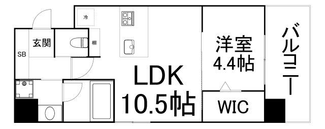 アプリーレ大阪城北(1LDK/2階)の間取り写真