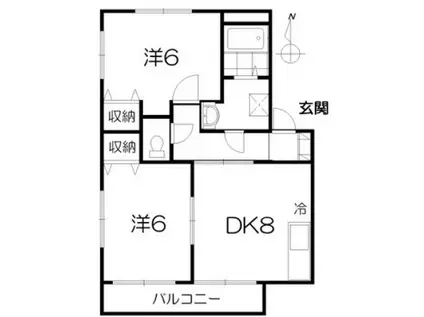 ラ・メール(2DK/2階)の間取り写真