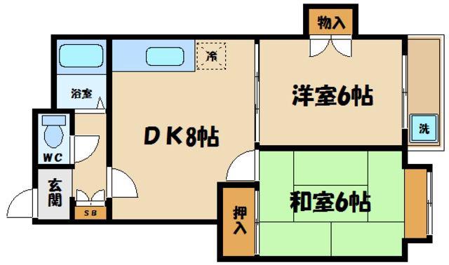 ウェルビル白糸台(2DK/2階)の間取り写真
