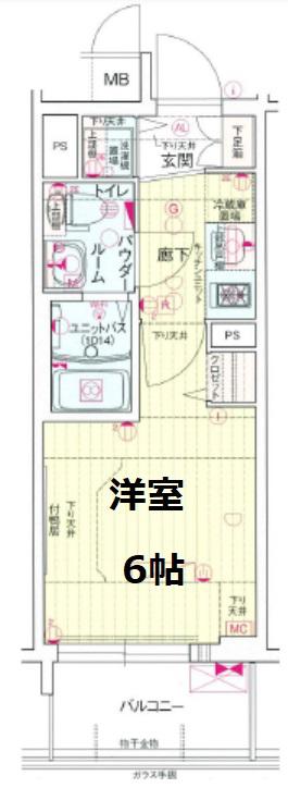 プレサンス松屋町グレース(1K/10階)の間取り写真