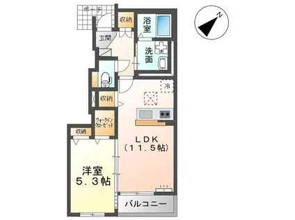 グランデ ヴィラージュ(1LDK/1階)の間取り写真